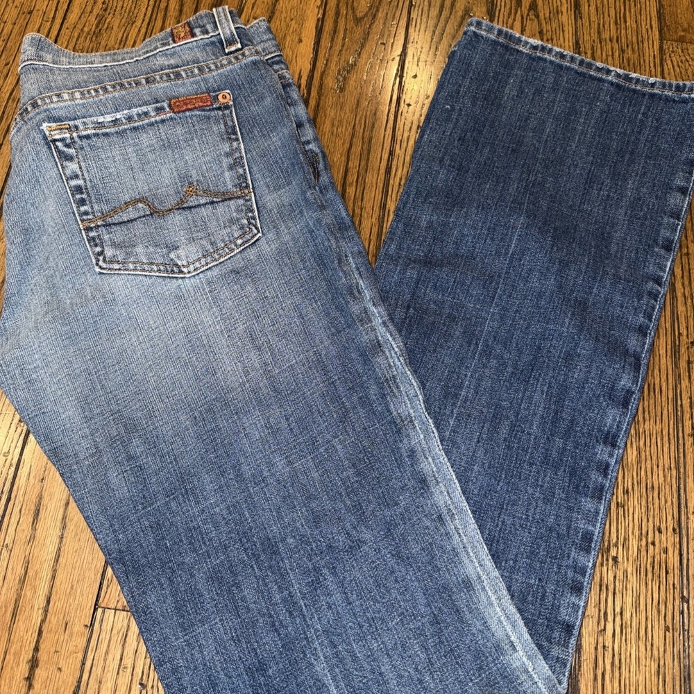 7 For All‎ Mankind Vintage Women's Boycut Stretch Low Rise Button Fly Jean Sz 30